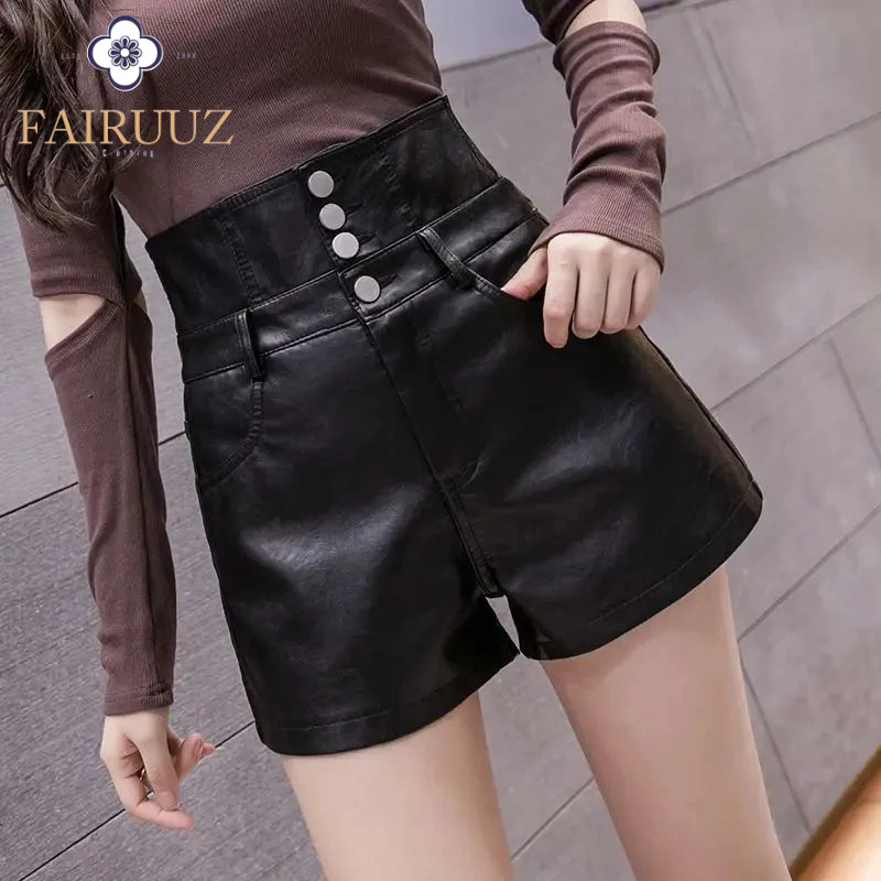 Celana Pendek Kulit Skinny Leather Shorts Women Hotpants Slimfit High Waist Terbaru 2024 Mode Spring