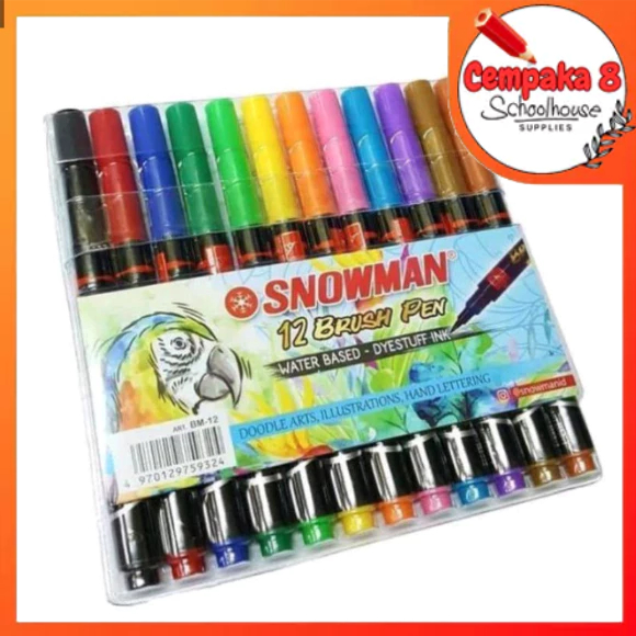 

SNOWMAN BRUSH PEN 12 WARNA BM-12/SPIDOL BRUSH PEN 24 COLOUR/PEN KUAS KALIGRAFI 12 WARNA (FABP) - UTI0458