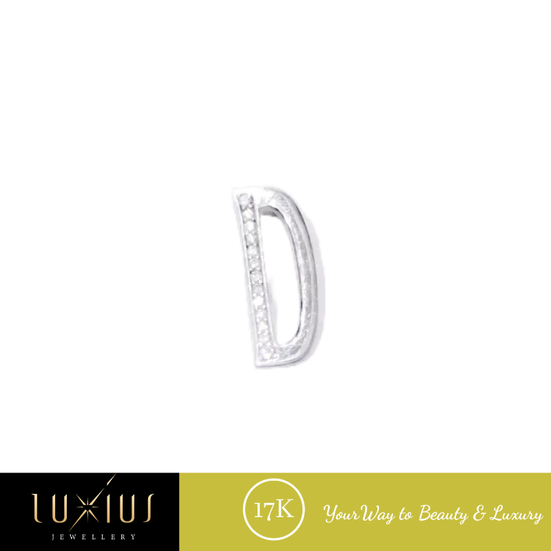 Liontin Emas Putih Huruf D dan W White Gold 17K Luxlt0127 - 129 Luxius Jewellery