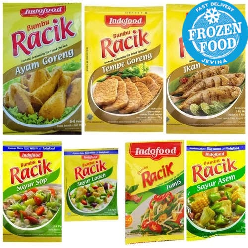 

Indofood Bumbu Racik Ayam Goreng | Ikan Goreng | Nasi Goreng | Nasi Goreng Extra Pedas | Sayur Asem | Sayur Lodeh | Sayur Sop | Tempe Goreng | Tumis 26g