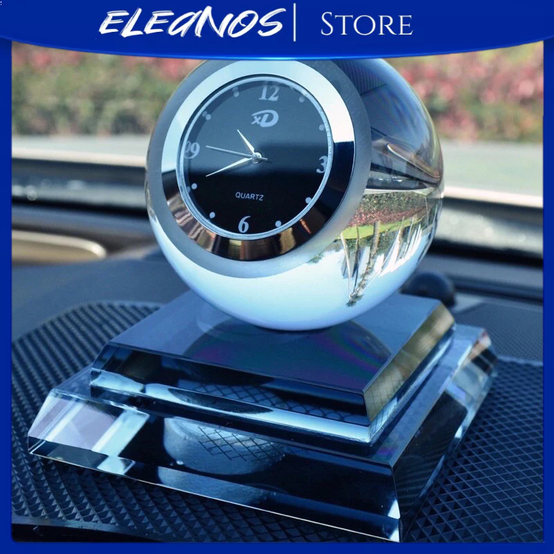 3 IN 1 Parfum Jam Dan Pajangan Mobil Jam Analog Mobil Interior Dashboard Mobil Dengan Bola Cristal J