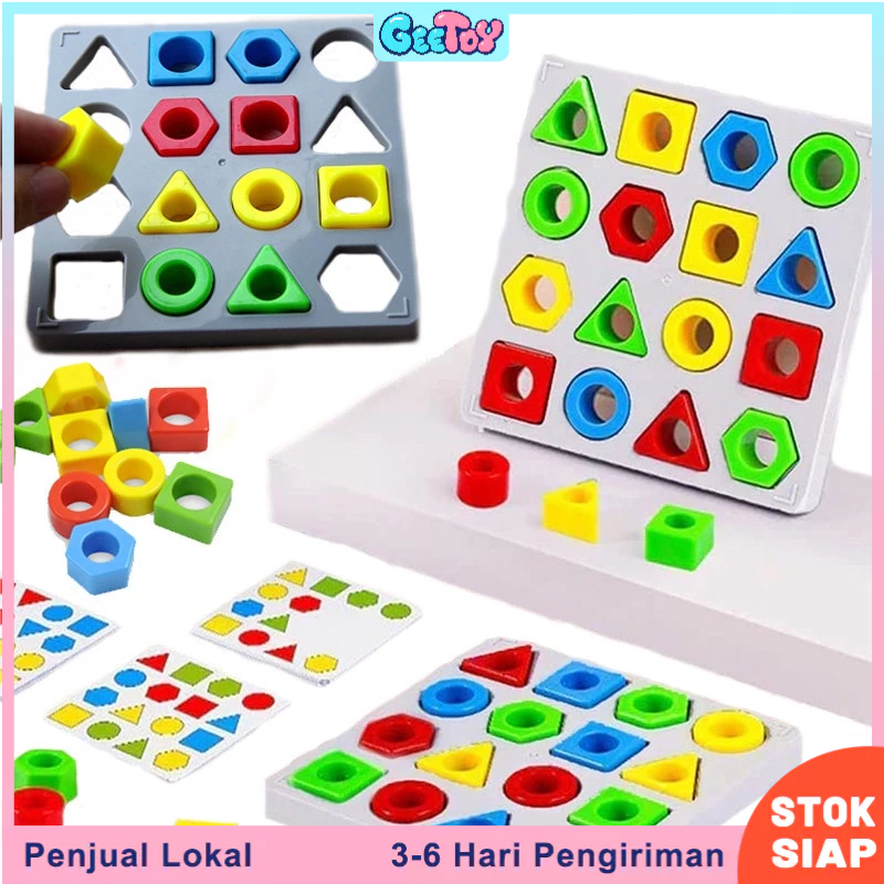 GeeToy Mainan Edukasi Anak DIY 3D Puzzle Bentuk Geometris Warna Cocok Interaktif Untuk Anak