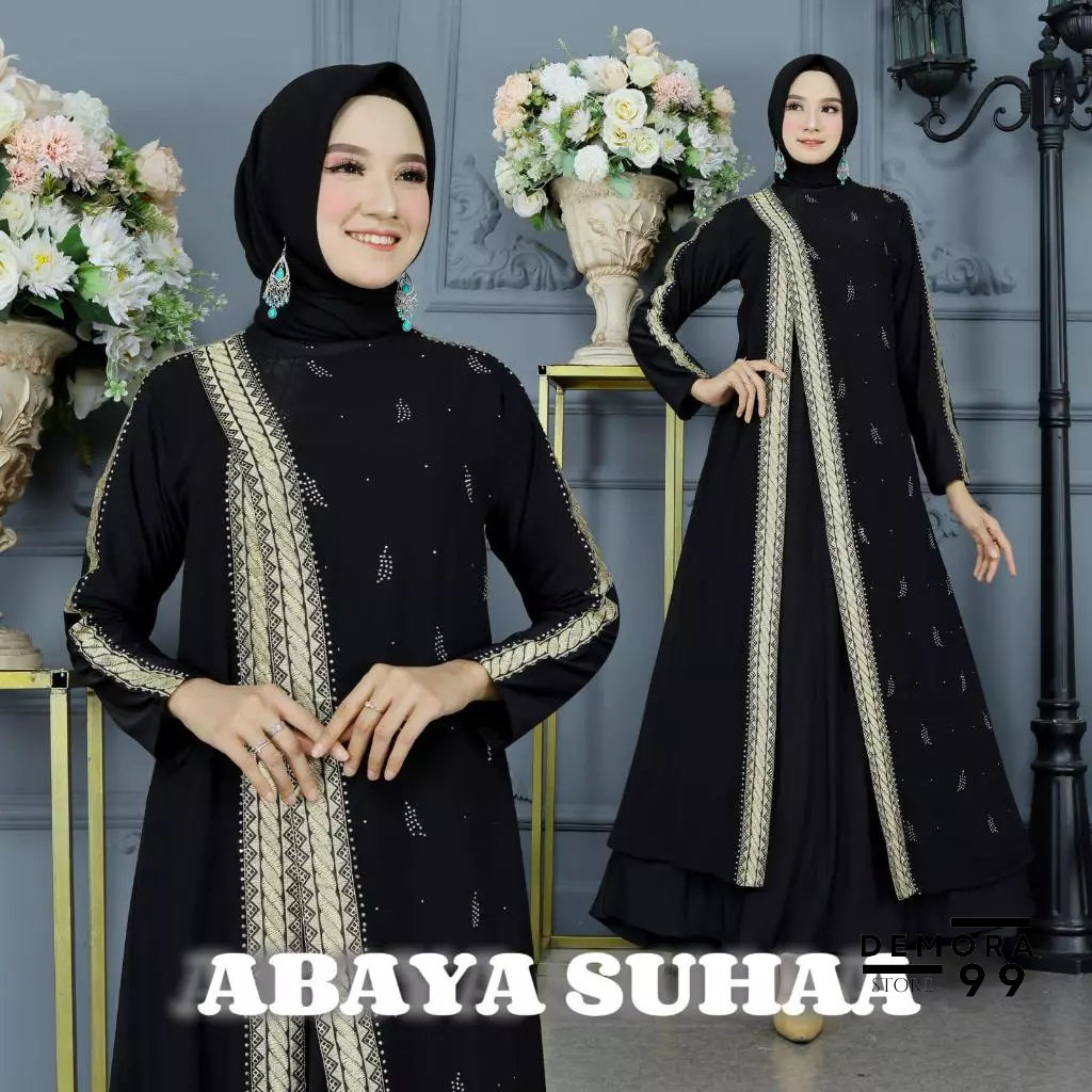 ABAYA SUHAA - Gamis Wanita Turkey Minimalis, Gamis Muslim Motif Terbaru, Gamis Abaya Elegan, Gamis A