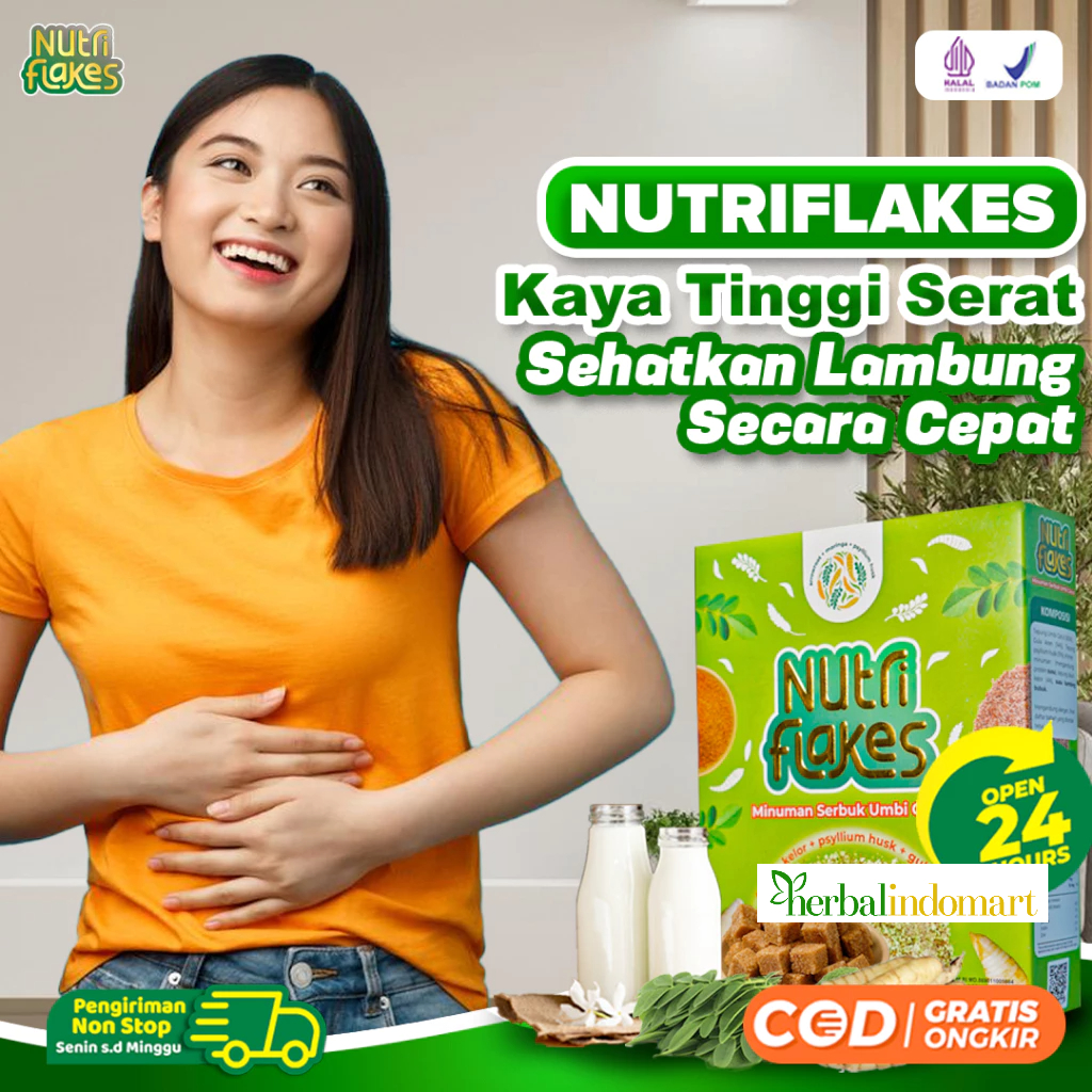 

Nutriflakes - Healthy Cereal Serat Tinggi Untuk Atasi Asam Lambung Maag Kronis Magh Gerd Lancarkan Pencernaan Kontrol Kadar Kolesterol Original