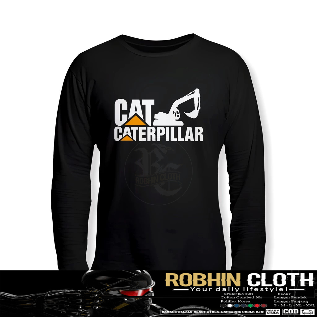Kaos Baju Caterpillar Excavator Vector Lengan Panjang Kaos Distro