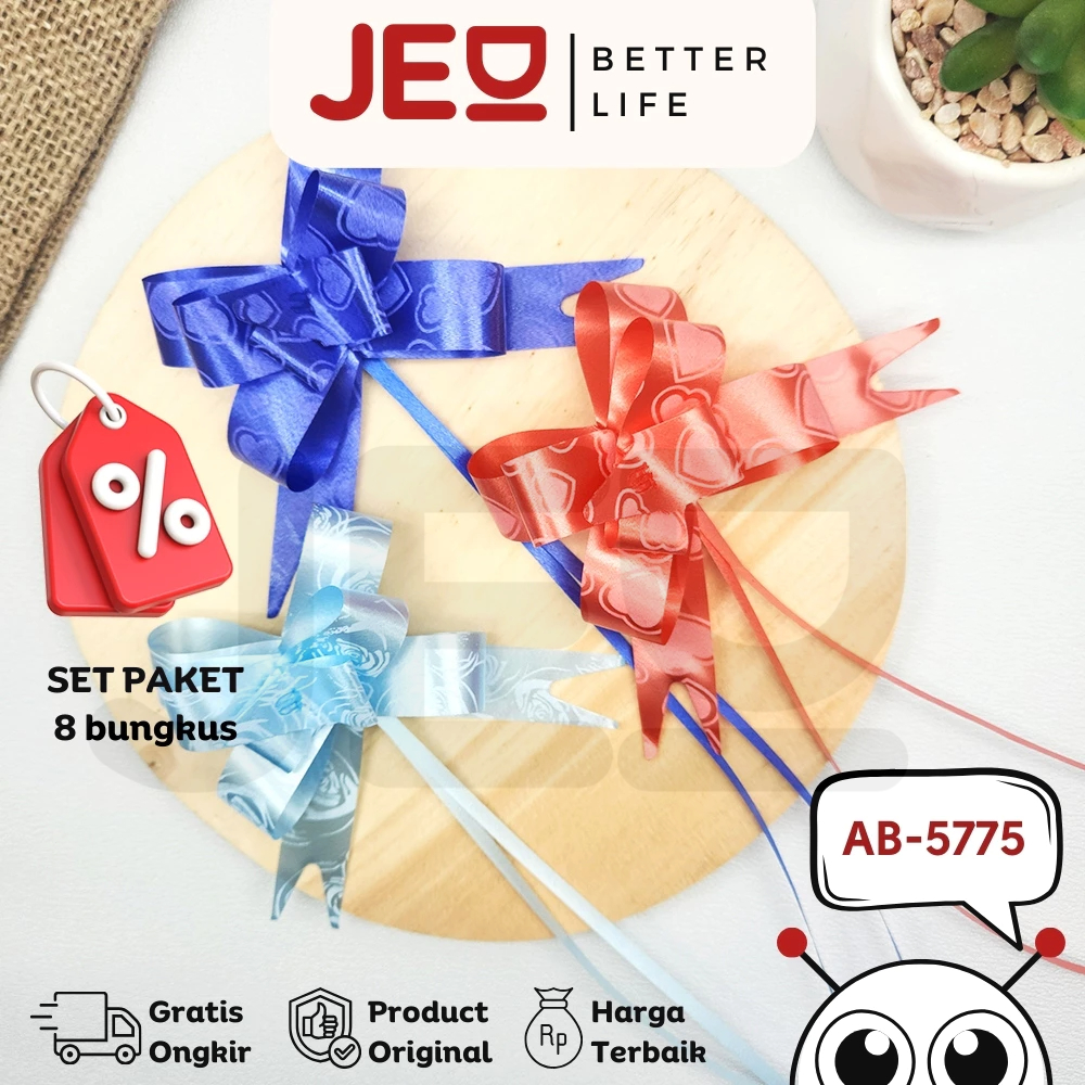 

(Paket 8 Bungkus) isi 1600 Pcs Pita TARIK Motif 18 mm Serut Parcel Kado Souvenir Motif 18 mm