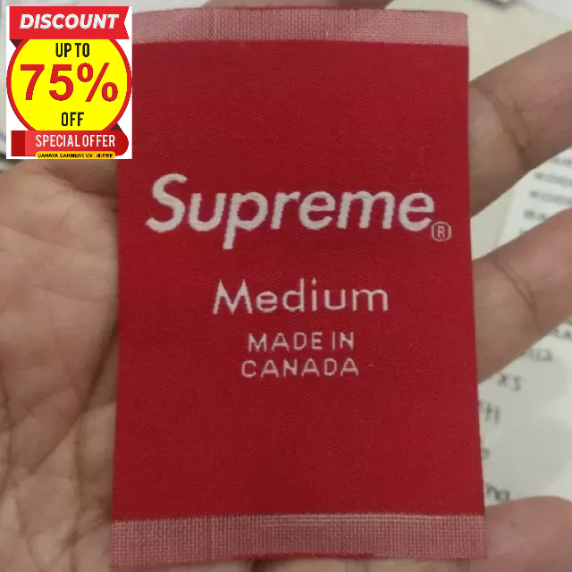 

SUPREME MAIN LABEL WOVEN RAJUT BORDIR COTTON SUPER PREMIUM CO 1X DI KIRIM 600PCS