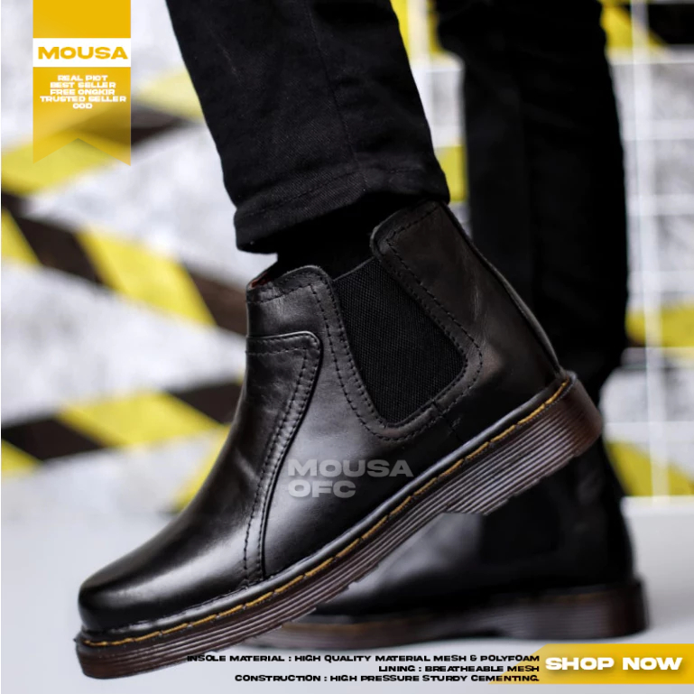Sepatu Docmart Boots Pria Formal Hitam Pria