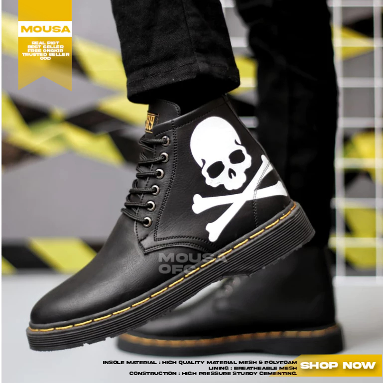 Sepatu Docmart Boots Tinggi Formal Kulit Pu Pria