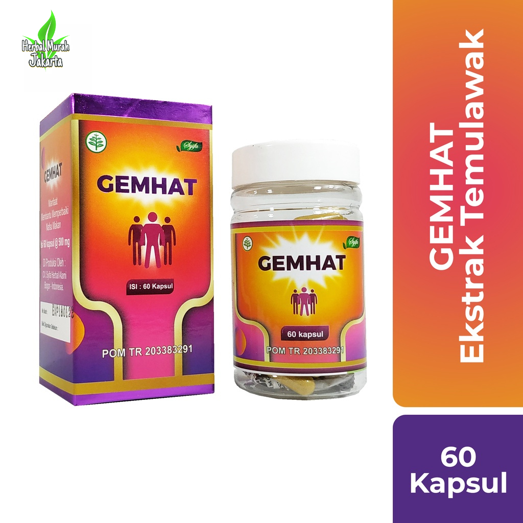 Gemuk Badan BPOM - GEMHAT Ekstrak Temulawak 60 Kapsul | Penggemuk Badan Kapsul Penambah Berat Badan 