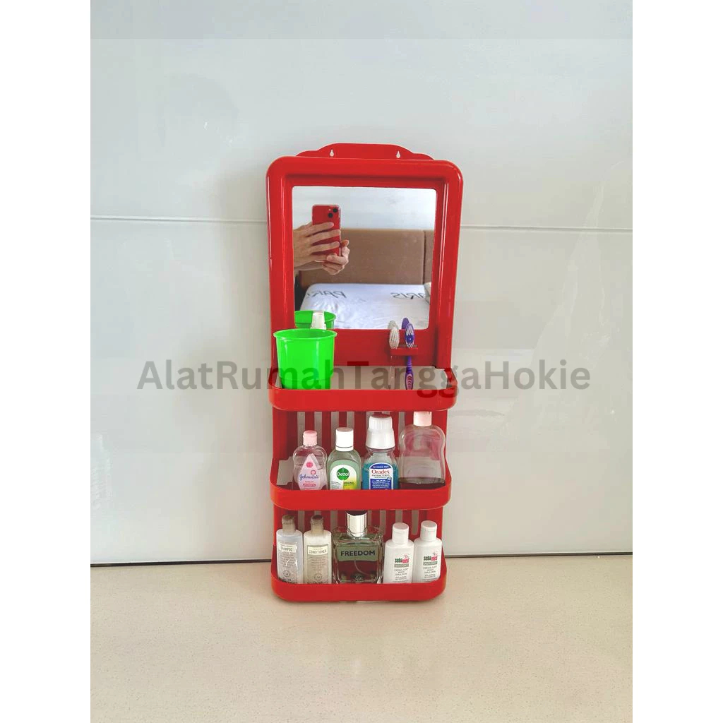 Rak Kamar Mandi Dinding Sabun Tempel Kosmetik Make Up Kaca Gantung Tempat Sabun Kaca Ukuran Besar