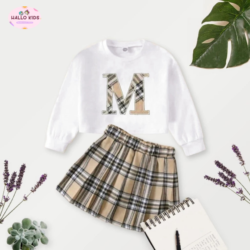 hallokids-setelan anak perempuan dress anak baju anak rok anak setelan dress anak motif m baju anak 