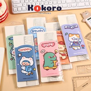 

KokoroCreations - [SK75] Penggaris set model 4pcs ruler busur derajat segitiga motif animal lucu