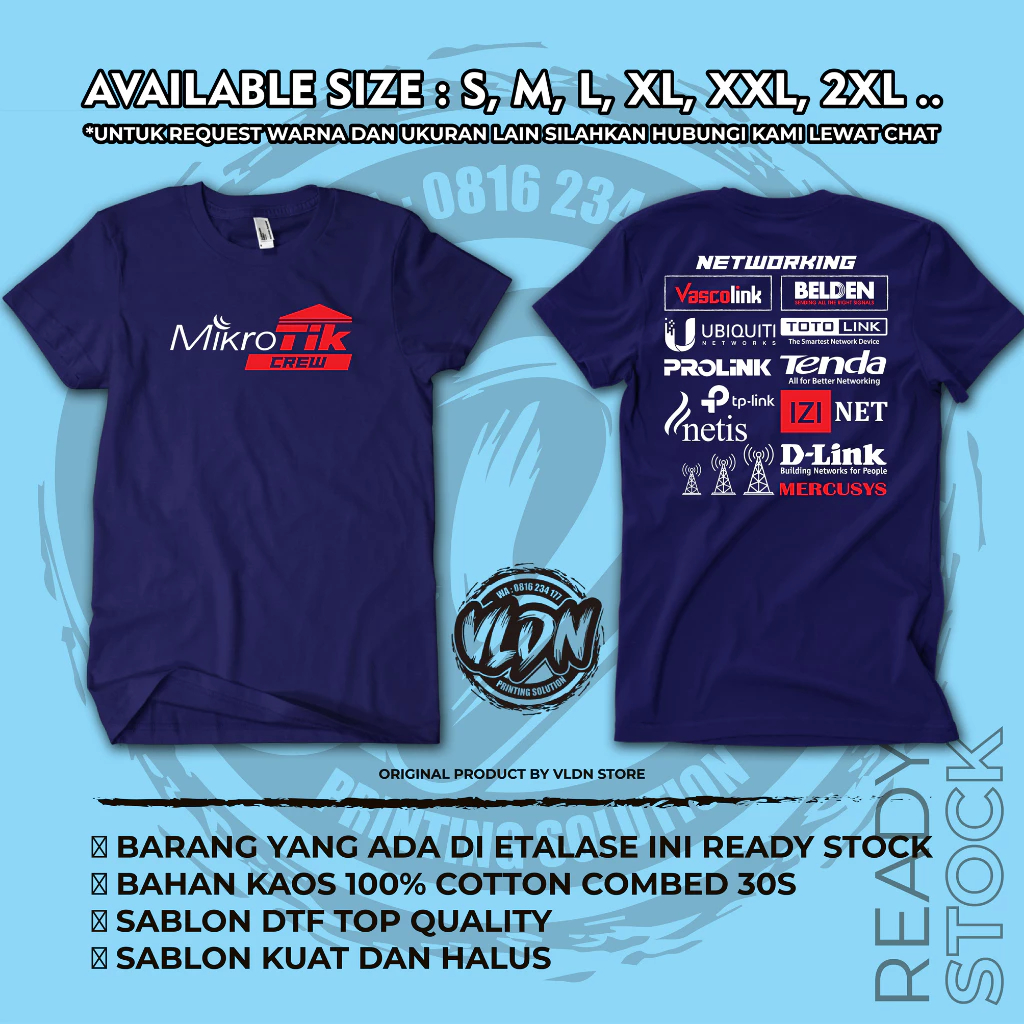 Kaos Pria Mikrotik Crew Kaos Mikrotik Crew, Kaos Komunitas Wifi, Kaos Mikrotik Networking All Sponso