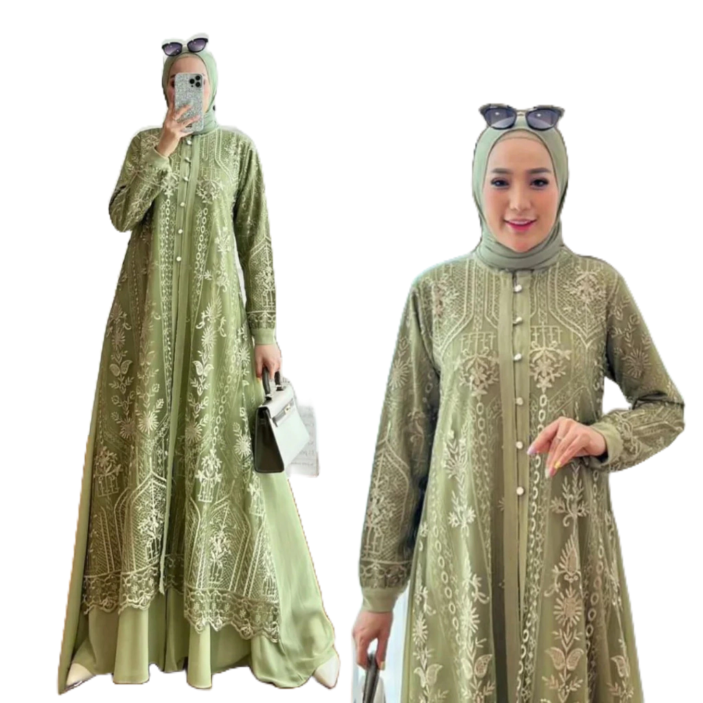 GAMIS JUMBO Glamora Dress / New Brukat / Gamis Muslim / Glamora Dress Maxy Gamis Muslim Pakaian Wani
