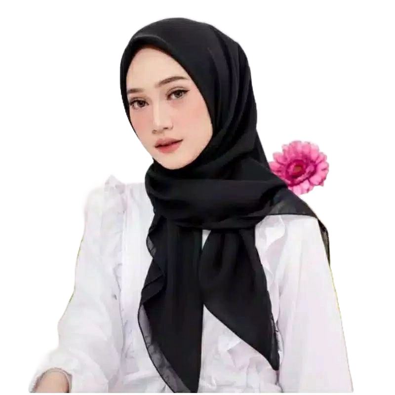 SEGIEMPAT PARIS JAPAN HITAM TERMURAH / HIJAB JILBAB KERUDUNG SQUARE PARIS JADUL
