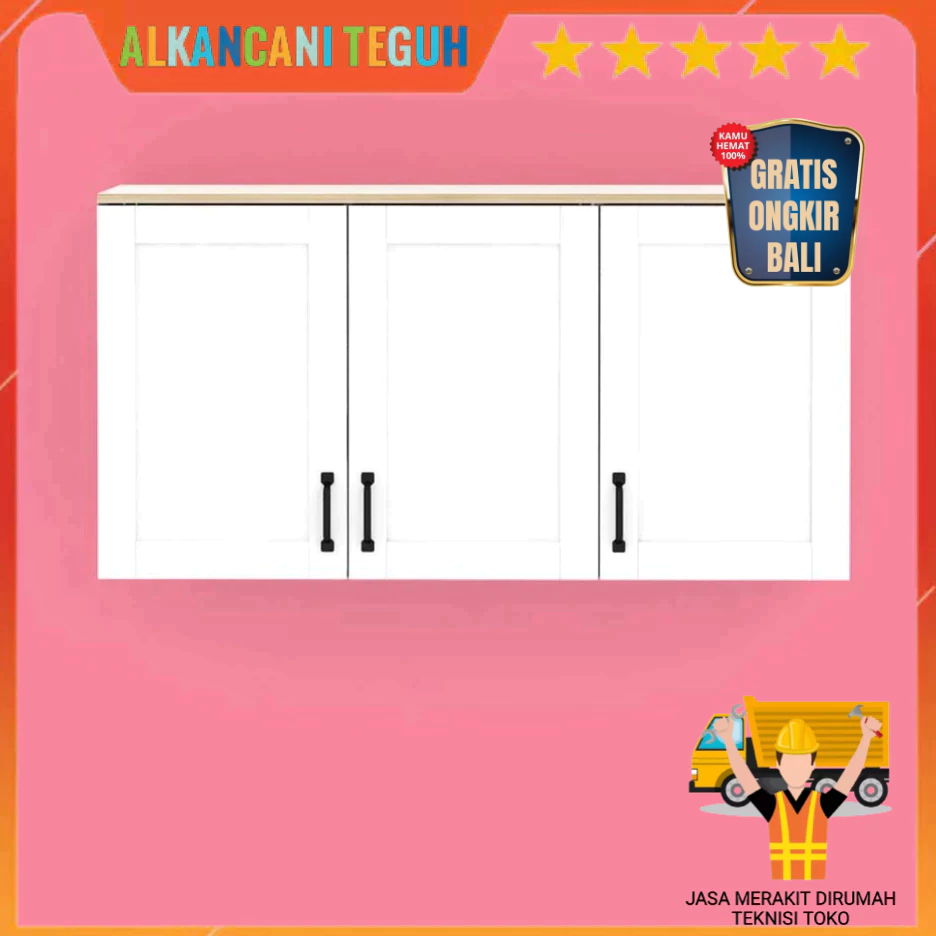 BAVARIAN - ASHLEY KWU 3 BUFET DAPUR/RAK GANTUNG PUTIH - WHITE YELLOW OAK