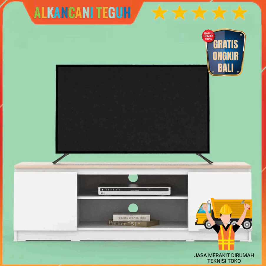 LINUS TV140 MEJA TV / RAK TV - WHITE - PRO OAK
