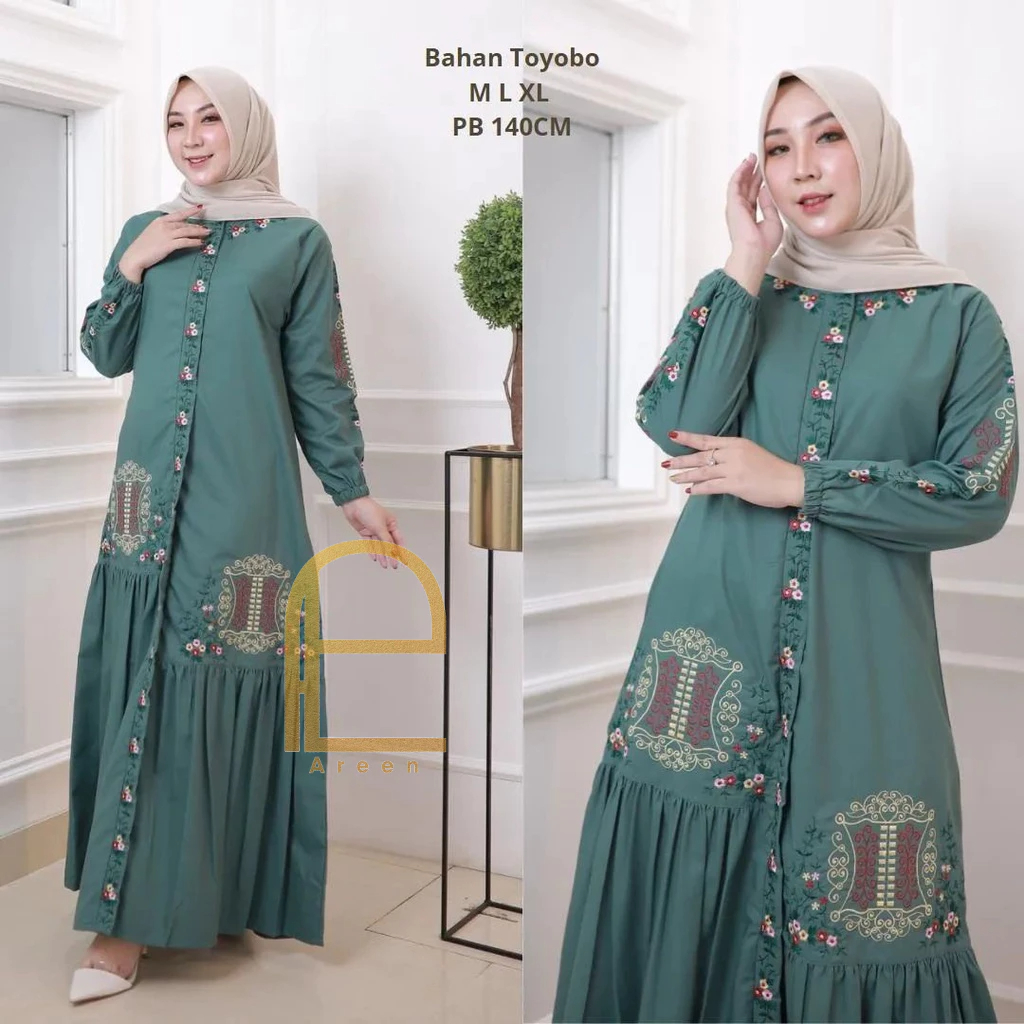 Gamis Bordir Pintu Aceh Bahan Katun Toyobo
