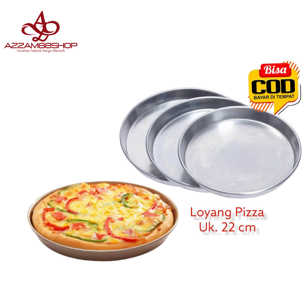 3 Pcs Loyang Pizza 22 Cm Bahan Alumunium Pres Anti Lengket / Cetakan Pizza