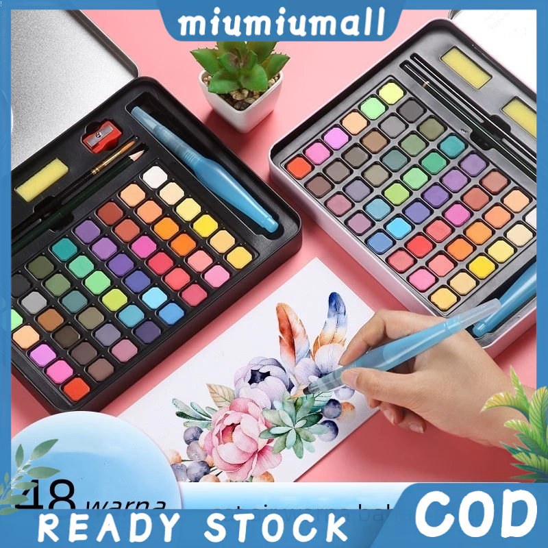 

【Harga minimum】48Water Color Set Watercolor Paint Set- Alat Cat Air Set (Termasuk Kuas dan Kertas Gambaran)