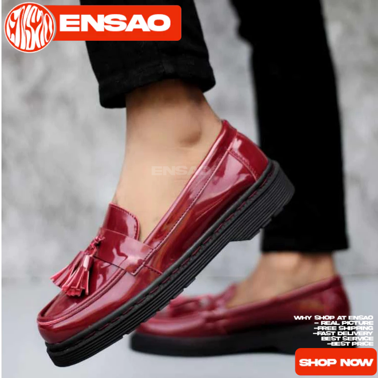 Sepatu Pantofel Formal Docmart Pdh Mengkilap Maroon Kerja Pria