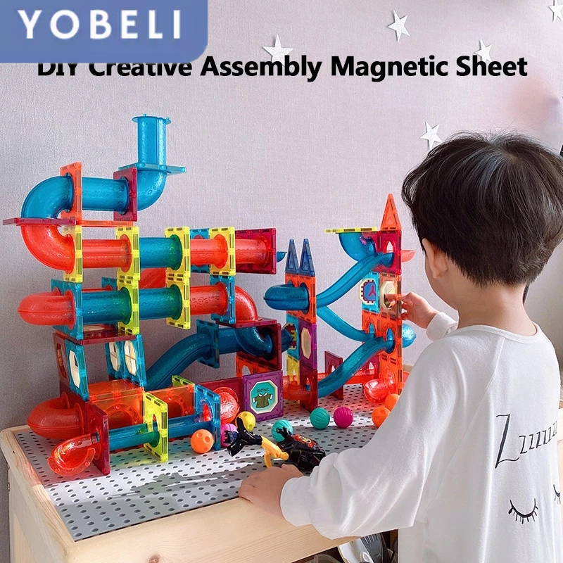 Mainan Blok Bangunan Magnet Marble Run Race Track Mainan Edukasi Building Brick Magnet