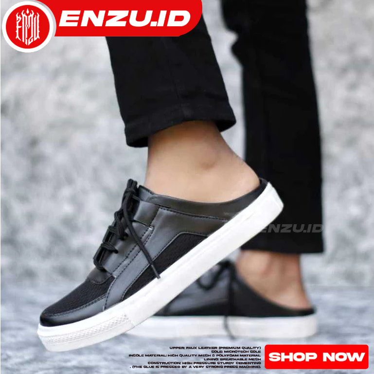 Sepatu Casual Sneakers Hitam Slop Pria