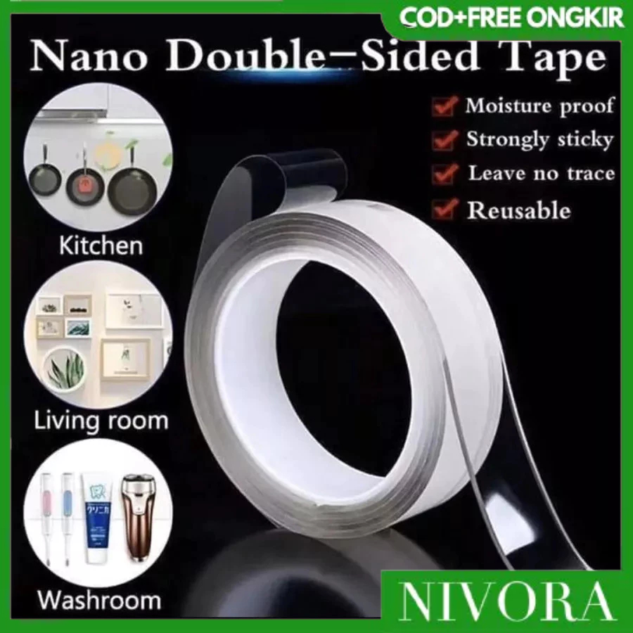 

[COD] Hoki Tape Nano Double Sided Tape 2METER MULTIFUNGSI MURAH