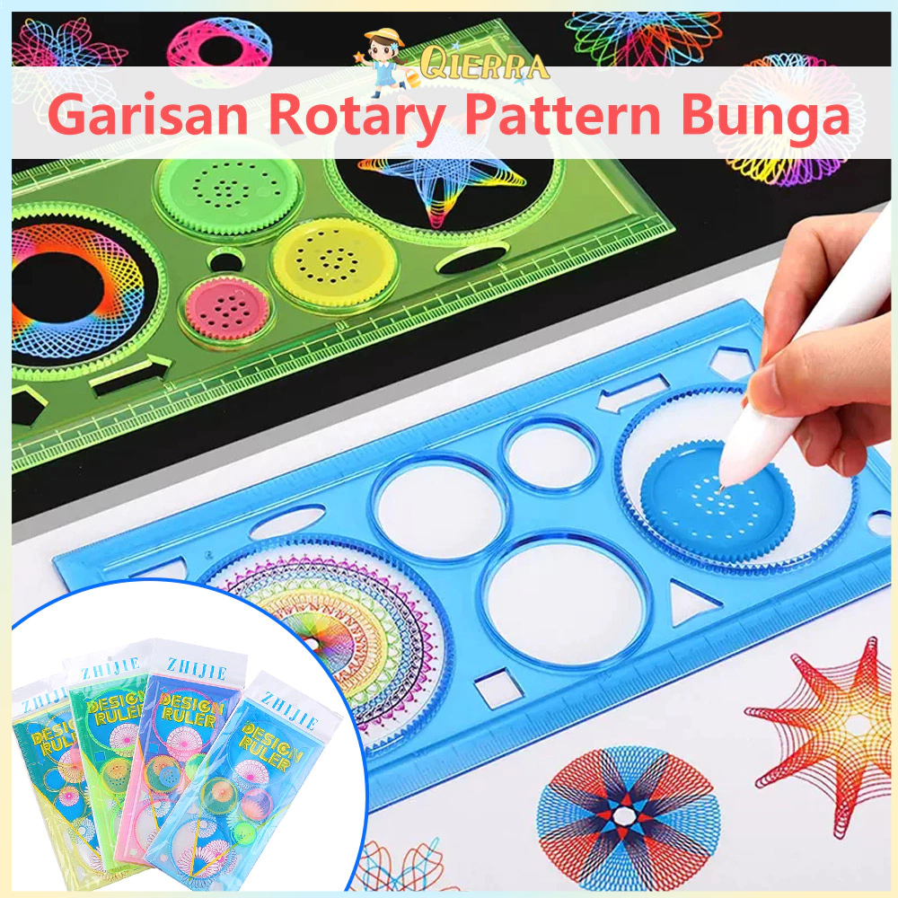 

Qierra Garisan Rotary Bunga Penggaris Rotary Spirograph Geometrik Ruler/ Penggaris Rotari Kembang