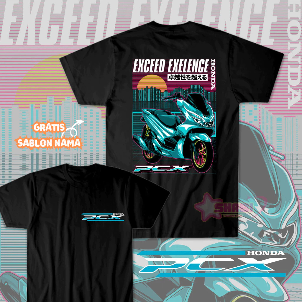 Baju Kaos Anak Gratis Sablon Nama - KAOS ANAK MOTOR PENDEK | GAMBAR HONDA PCX CITY | CUSTOM KARAKTER