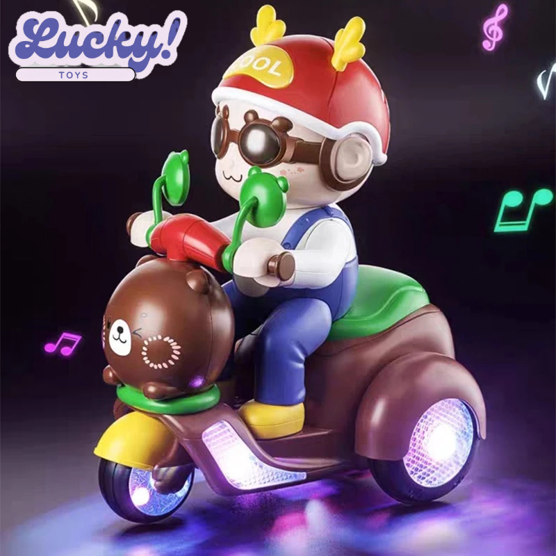 Mainan Sepeda Motor Listrik Anak Rotasi 360° dengan Lampu dan Musik Dancing Tricycle