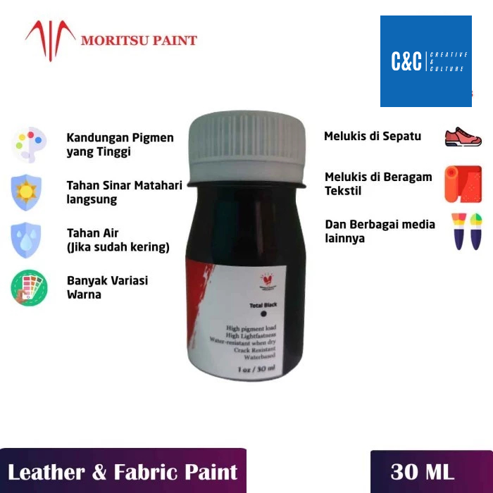 HOT Moritsu Leather and Fabric Paint Premium - Moritsu Cat Sepatu 30ml