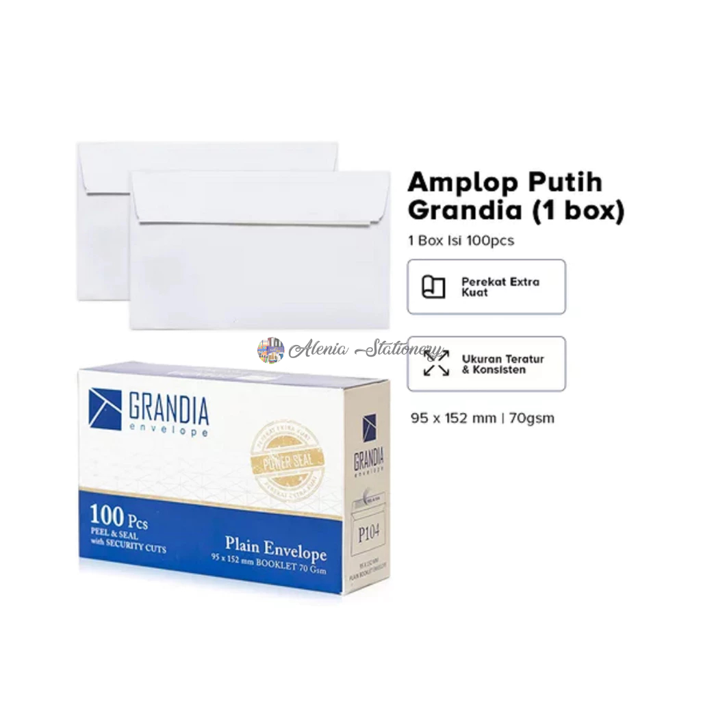 

Amplop Putih 104 GRANDIA / Amplop Polos Kecil Lem / Berperekat (1Pak)
