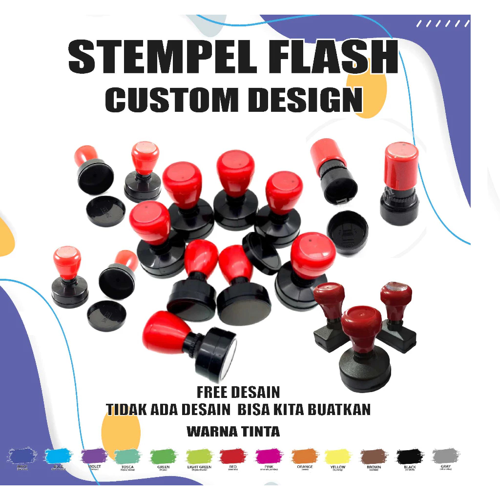 

Stempel Warna Otomatis/Flash Bulat/Oval/Kotak Kostum Design Harga Murah Free Desain
