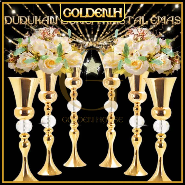 ✨Gold✨ COD Vas bunga hiasan dekorasi ruang tamu mewah pajangan lemari kaca luxurious wedding vase de