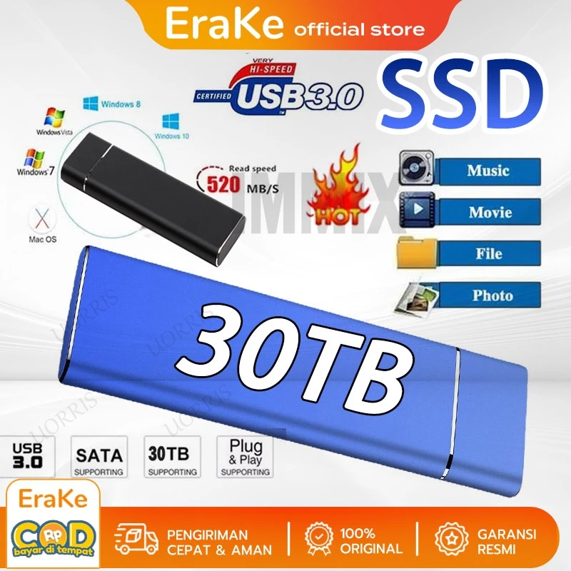 SSD Laptop Portable SSD External SSD Eksternal dengan Kapasitas SSD 1TB/4TB dan Kecepatan Tinggi USB