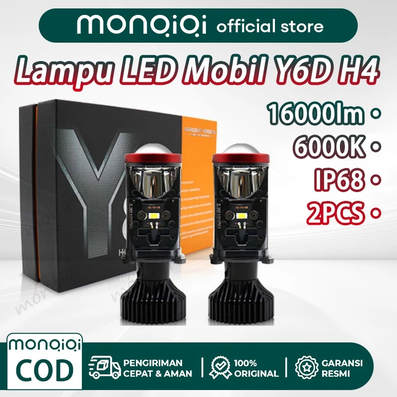 Monqiqi Lampu Tembak Motor Super Terang Y6D H4 Lampu LED Mobil Lampu LED Motor Mini Projector Projie