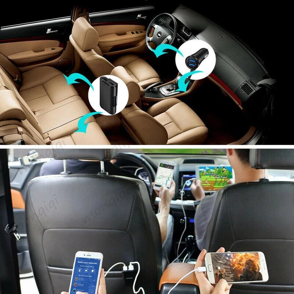 BESTPROMO MONQIQI CAR CHARGER ADAPTER SOCKET COLOKAN MOBIL CHARGER HP 4 PORT USB 2 PORT USB HP CAR