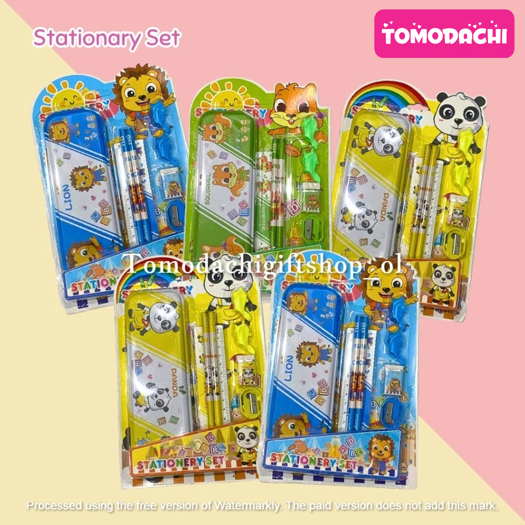 

TM/ Tempat Kotak Pensil Tepak Stationary Set Sekolah Alat Tulis Anak 6 in 1 Panda Lion Chip And Dale Mix Import