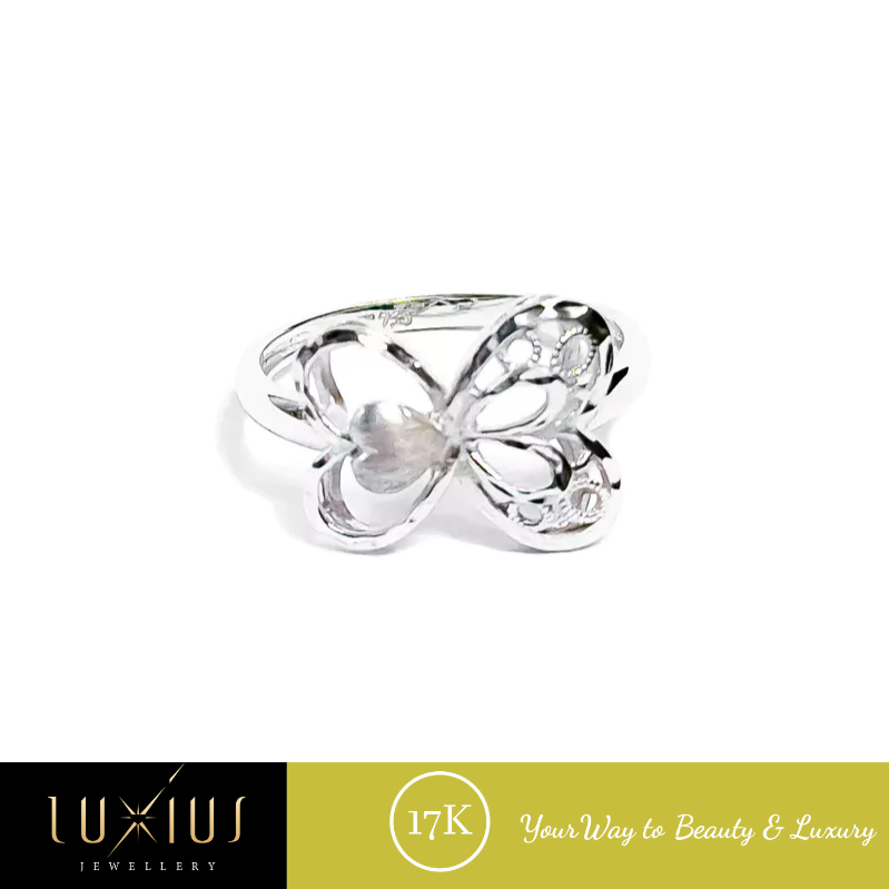 Cincin Emas Kupu Kupu Whitegold 17K Lux0135 Luxius