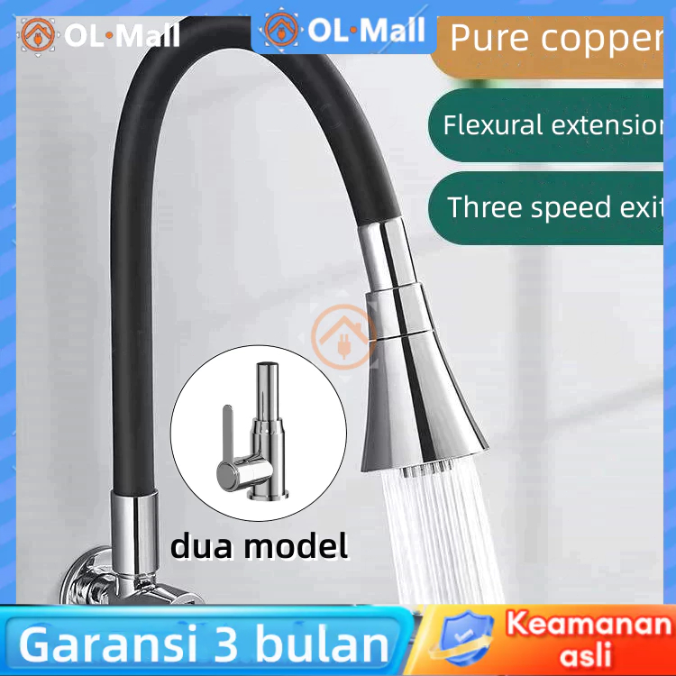 SUS304 Kran Angsa Fleksibel Kran Cuci Piring Hitam Kran Cuci Piring Dinding Anti Karat Penyesuaian a