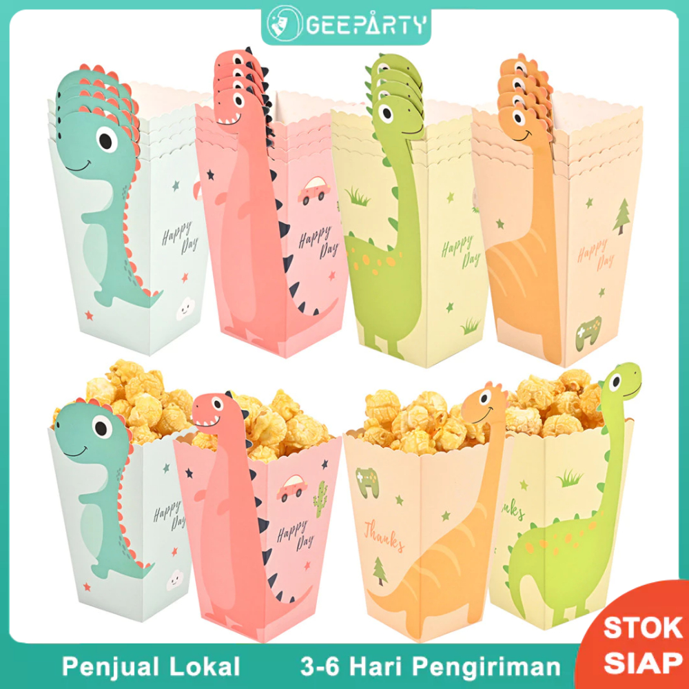 

4Pcs Kartun Dinosaurus Kotak Popcorn Makanan Ringan Untuk Kotak Permen Dekorasi Pesta Ulang Tahun Anak