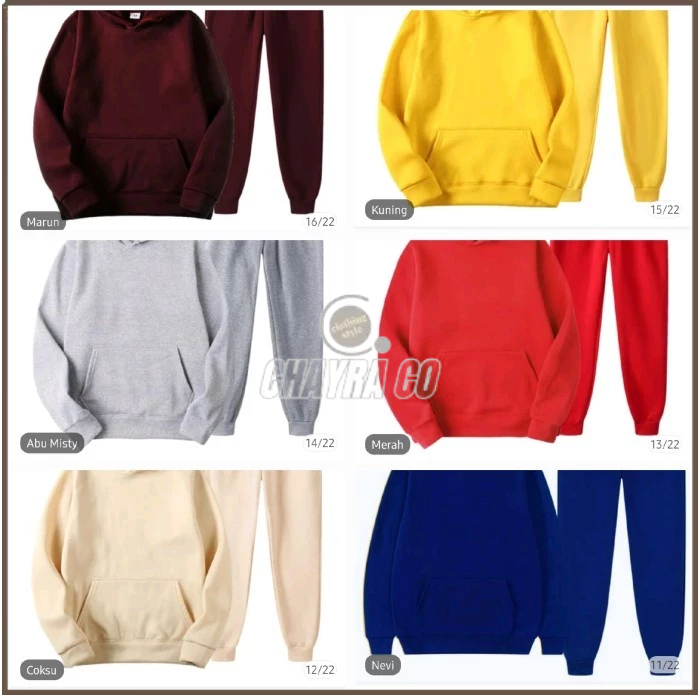 Setelan Sweater Hoodie Polos Celana Panjang Olahraga Pria Wanita Set Cyra