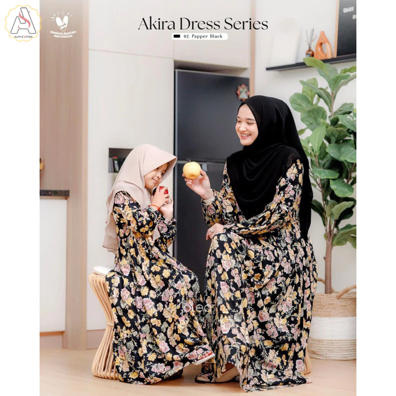 ATTIN | Gamis Wanita Dewasa Motif Bunga-Bunga Akira Bahan Rayon by Olea Attin