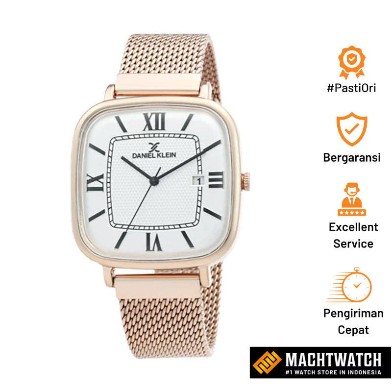Jam Tangan Pria Daniel Klein Exclusive DK12336-3 Men White Dial Rose Gold Mesh Strap