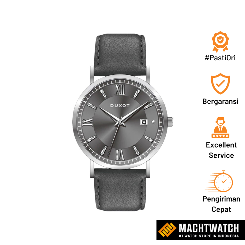 Jam Tangan Pria DUXOT DX-2041-01 Men Grey Dial Grey Leather Strap Limited Edition