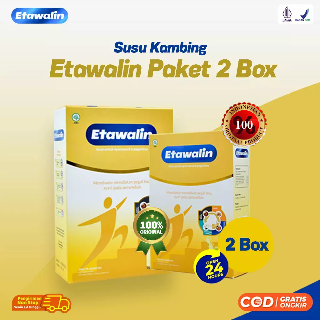 

Susu Kambing Etawalin 2 Box BPOM - Cegah Asam Urat, Rematik, Nyeri Sendi, Pegal Linu Tanpa Obat & Kesehatan Tubuh Original