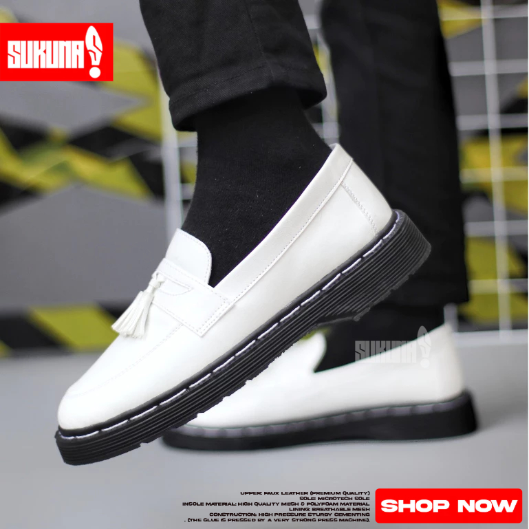 Sepatu Casual Formal Pria Pentofel Loafers Putih - JUBY
