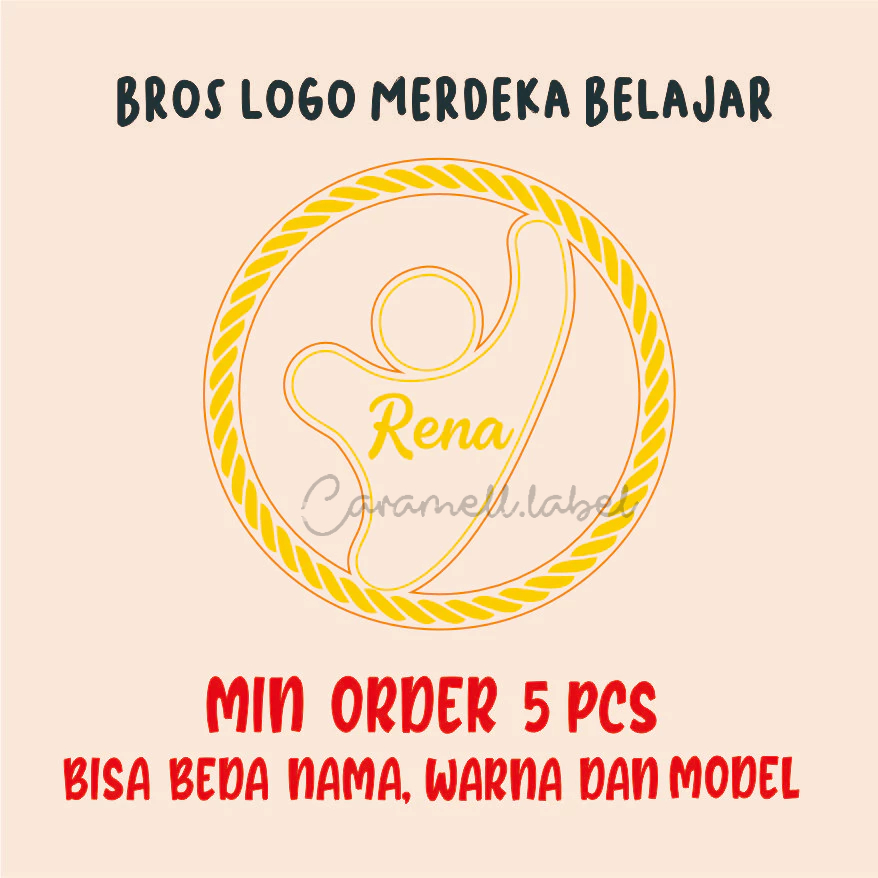 (Kode 001) Bros logo merdeka mengajar / bros custom nama/ bros murah/ pin hijab/ brooch/ akrilik